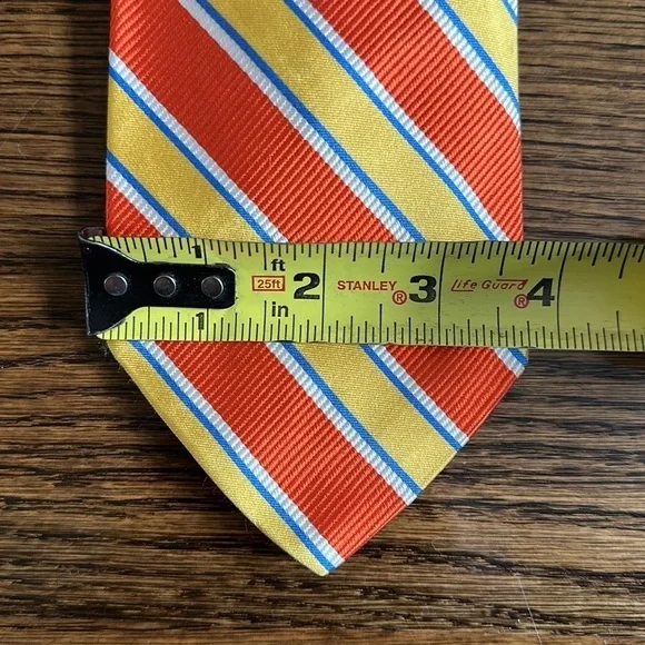 New Brooks Brothers Silk Tie Orange Yellow Stripe Classic Office Preppy Wedding - Picture 5 of 5